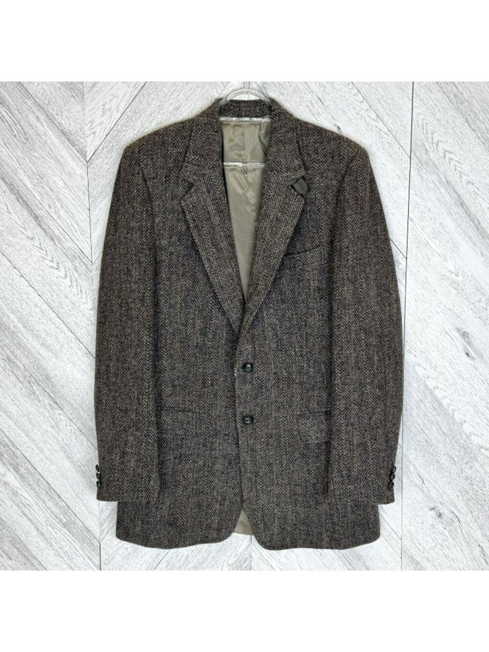 Vintage Harris Tweed Blazer Sport Coat Jacket 100% Wool Gray Mens Size 40L